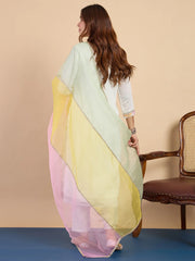 Gulnaar Ivory Pastel Embroidered Kurta Set