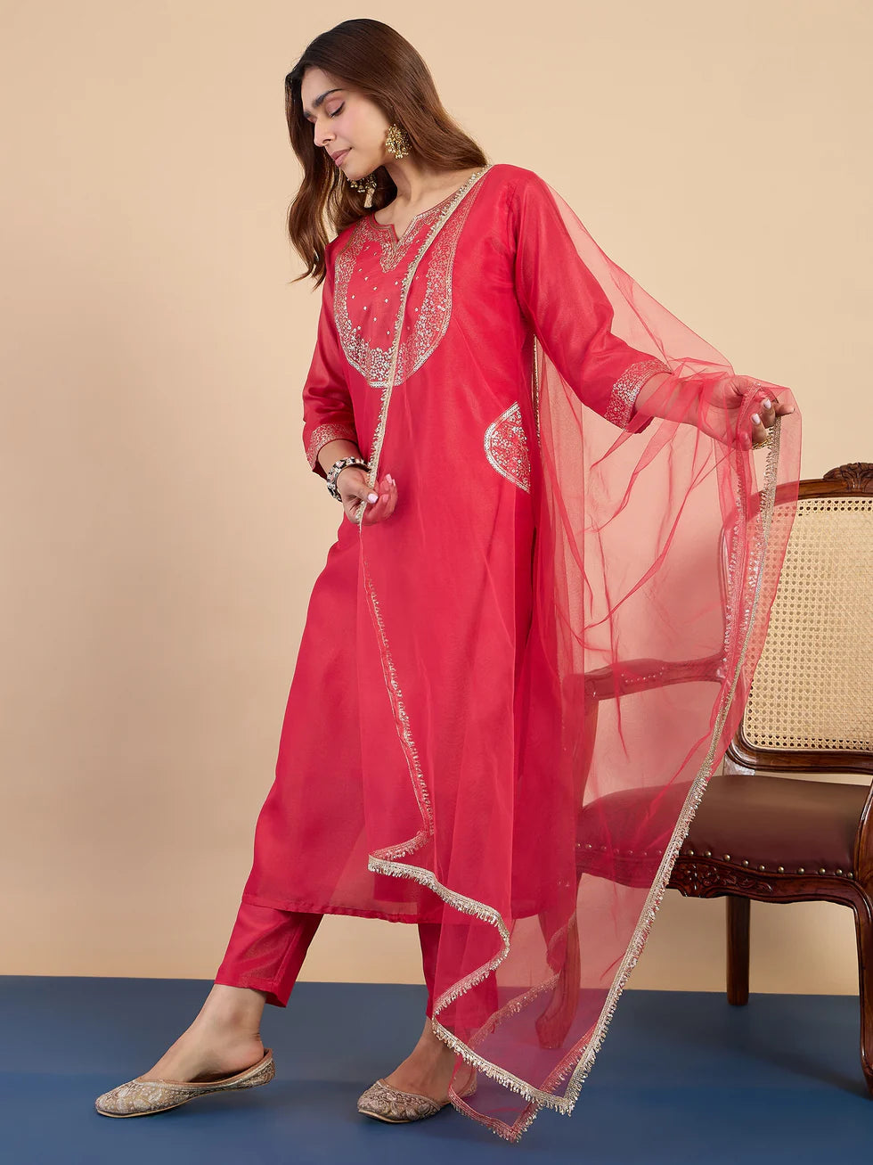 Ira Embroidered Silk Kurta Set