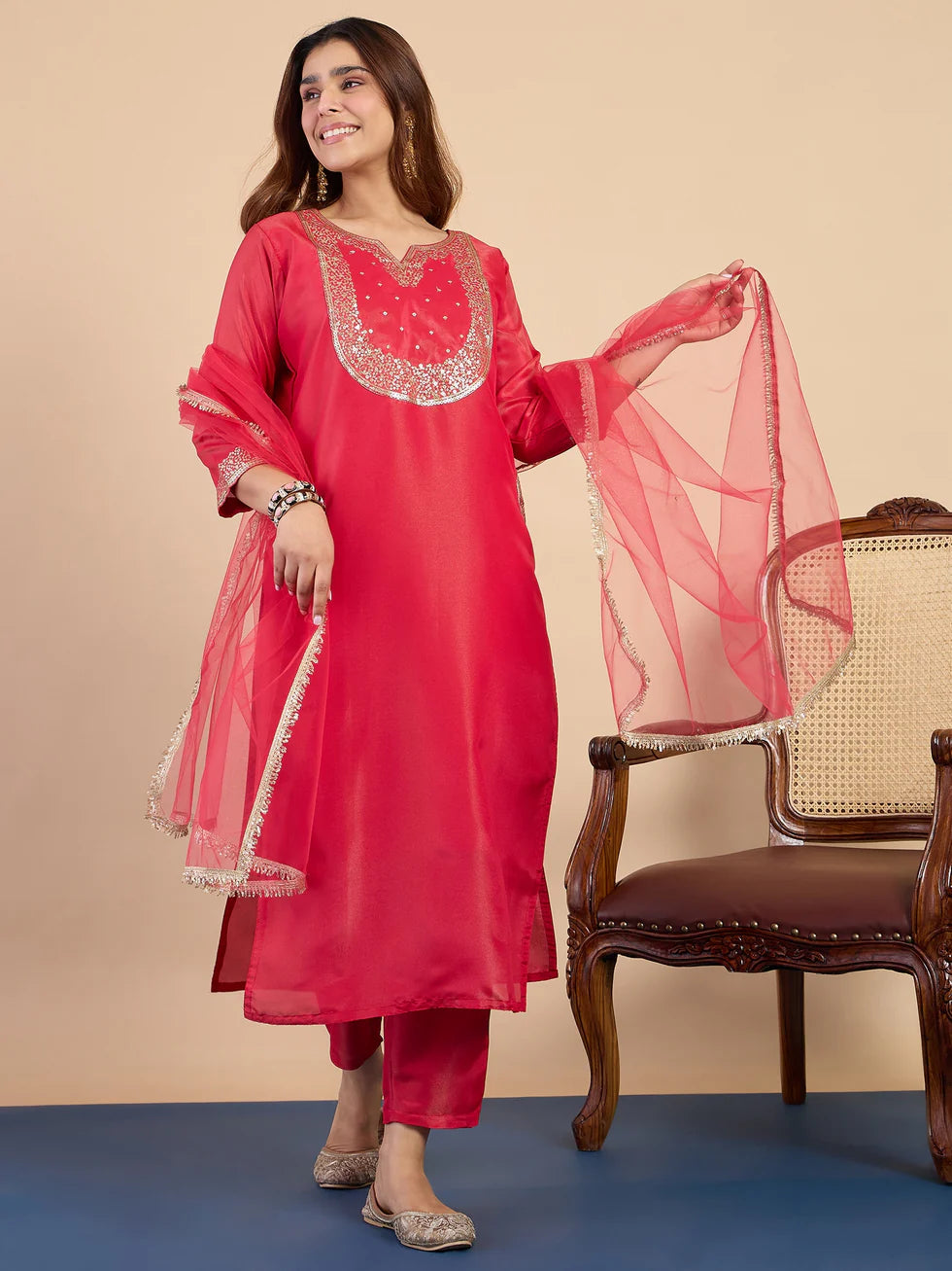 Ira Embroidered Silk Kurta Set