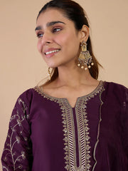 Mehrunisa Plum Embroidered Kurta Set
