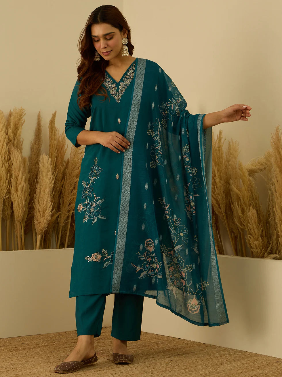 Teal Floral Elegance Set