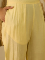 Aanya Women’s Yellow Festive Embroidered Yoke Straight Kurta Pant Set