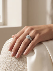 925 Silver Classic Halo Pave Ring for Women