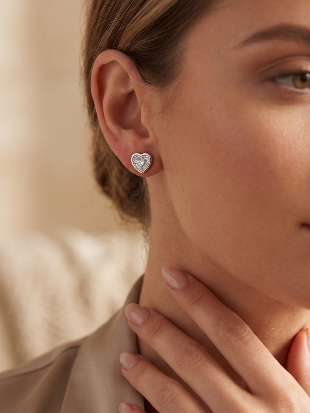 925 Silver Heart Stud Earrings for Women