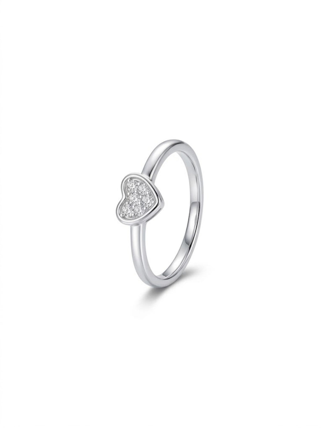 925 Silver Dainty Heart Sparkle Ring for Women