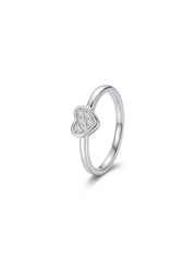 925 Silver Dainty Heart Sparkle Ring for Women