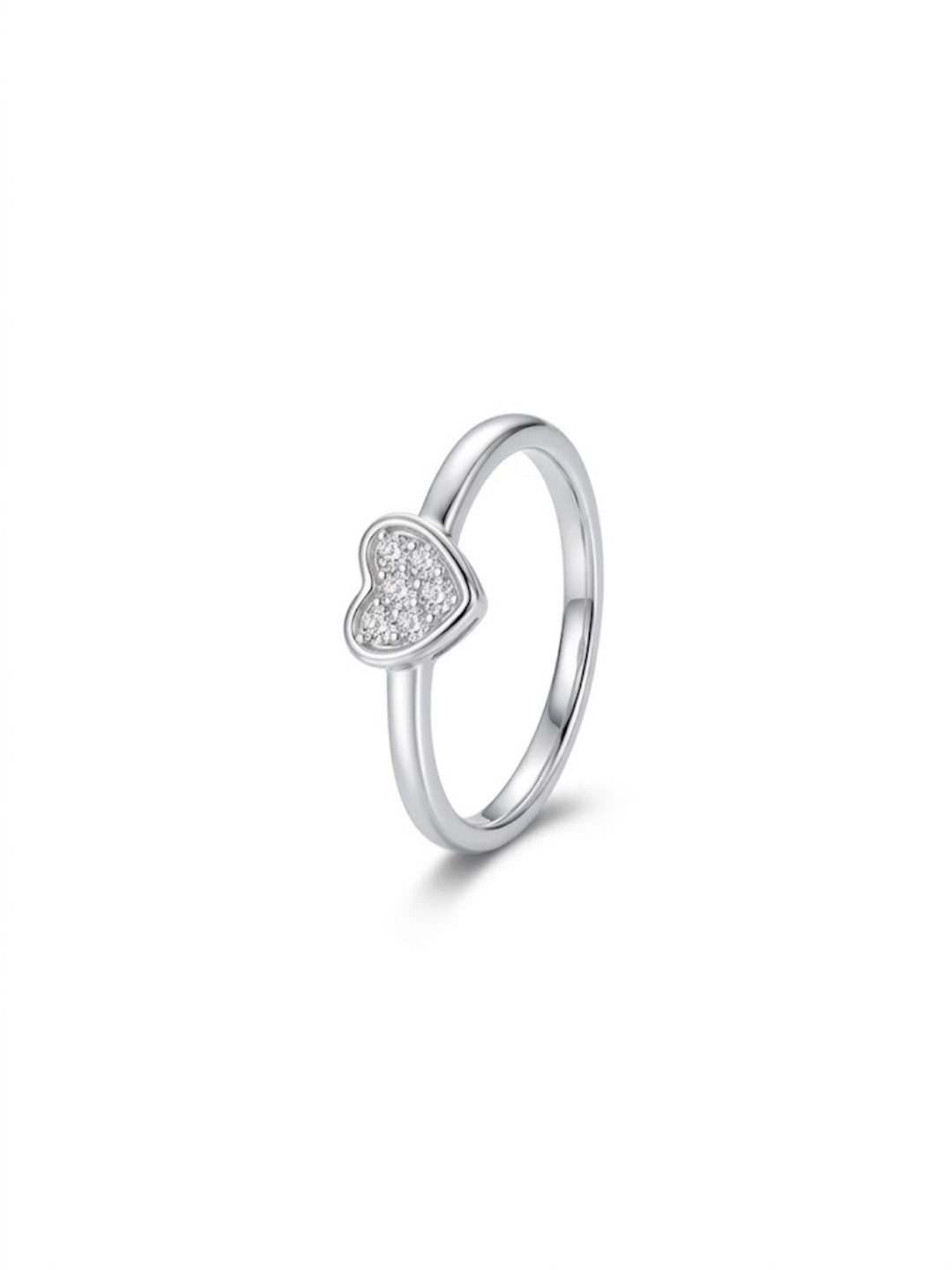 925 Silver Dainty Heart Sparkle Ring for Women