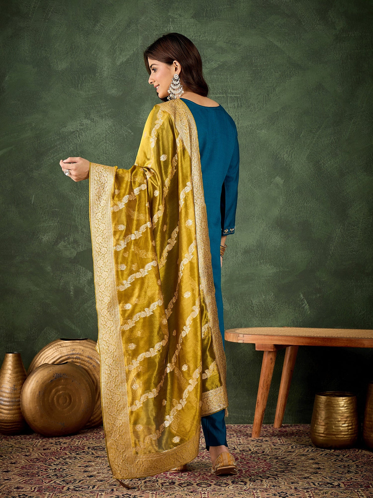 Zariya Teal Zari Kurta Set