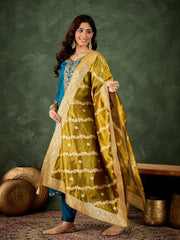 Zariya Teal Zari Kurta Set