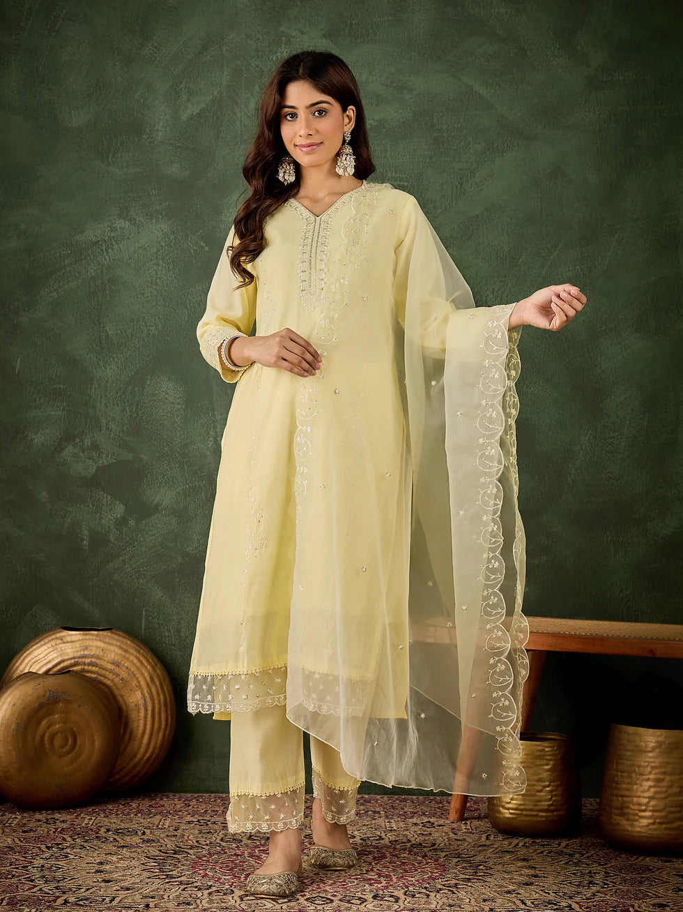 Ira Lemon Festive Kurta Set