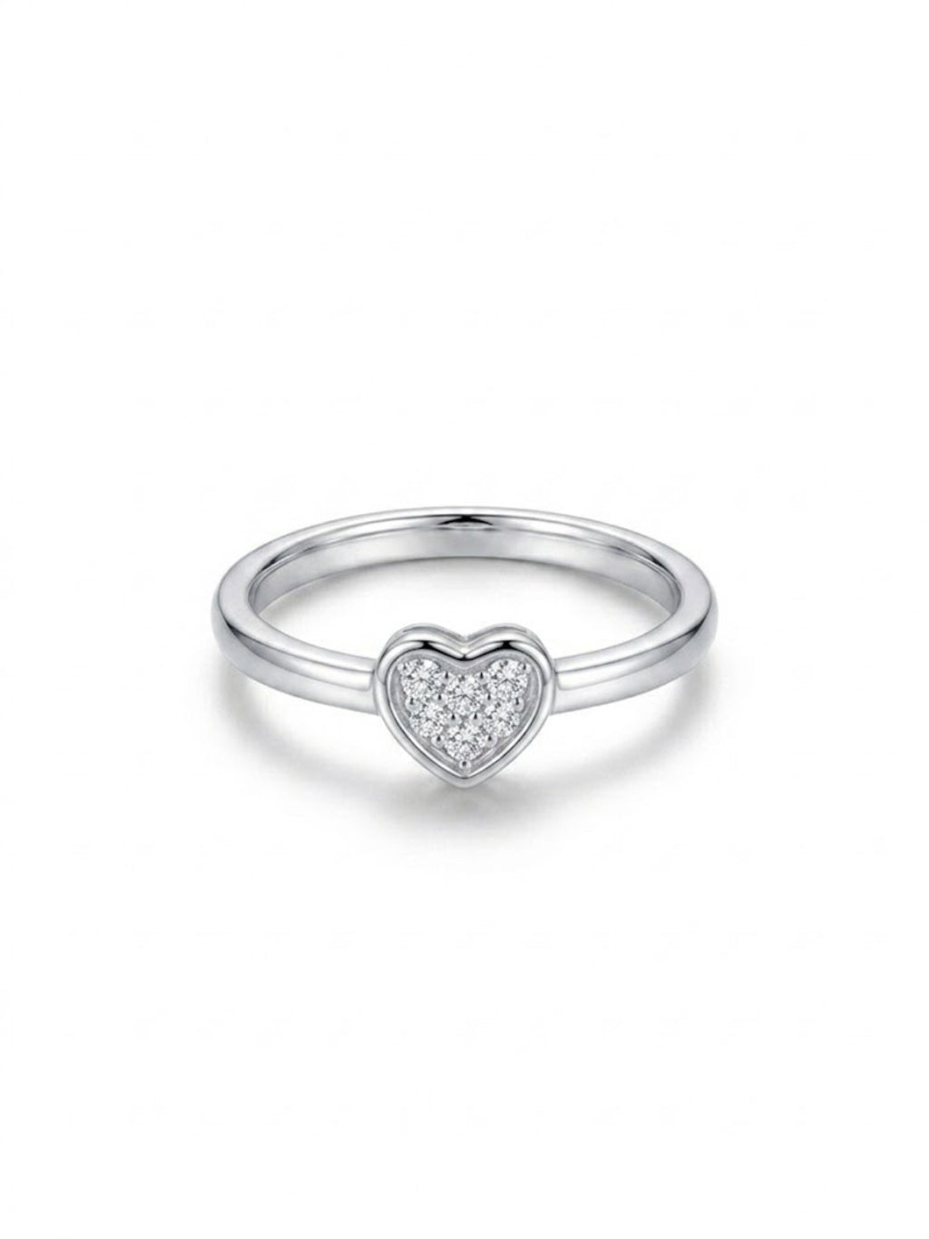 925 Silver Dainty Heart Sparkle Ring for Women