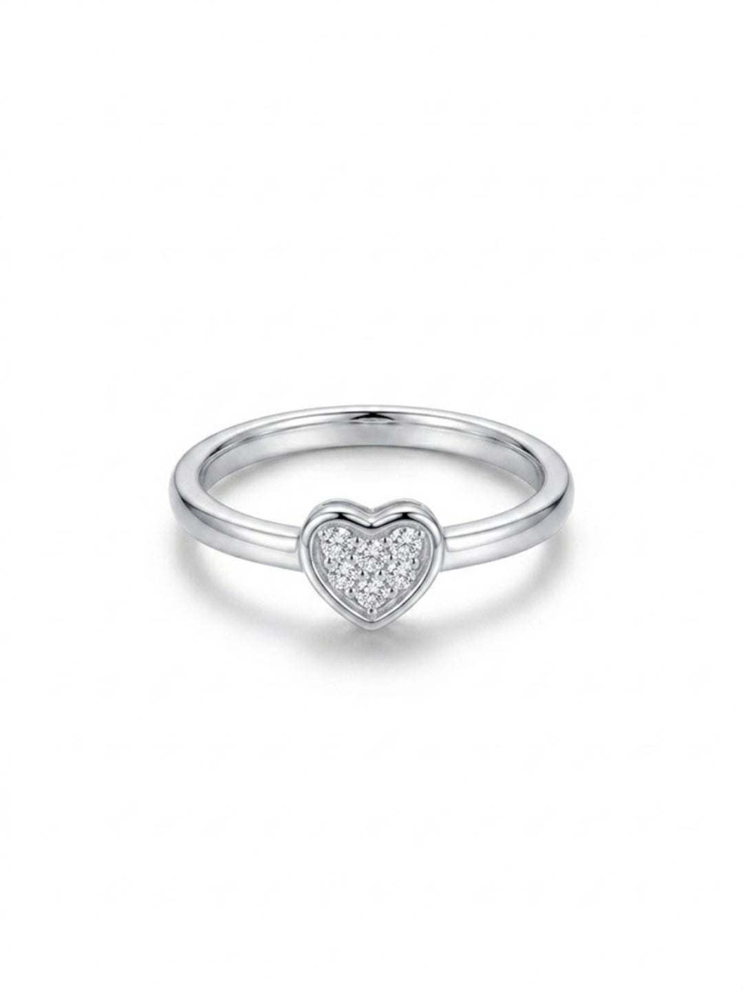 925 Silver Dainty Heart Sparkle Ring for Women