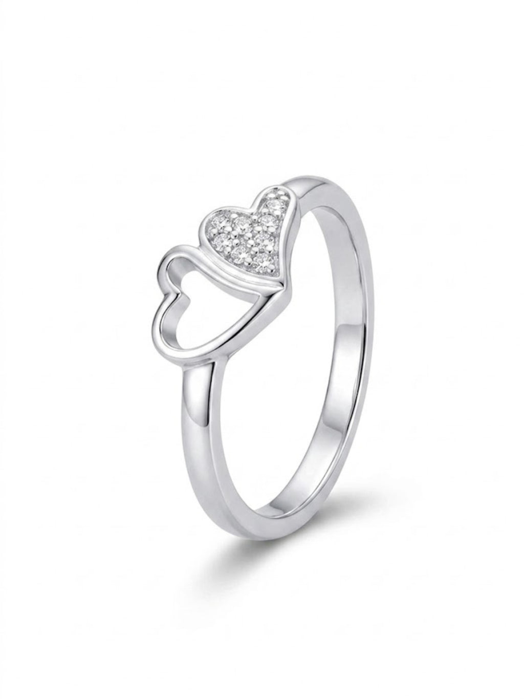 925 Silver Double Heart Love Ring for Women