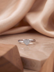 925 Silver Dainty Heart Sparkle Ring for Women