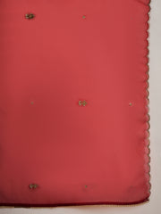 Red Embroidered Straight Kurta Trousers With Dupatta Set