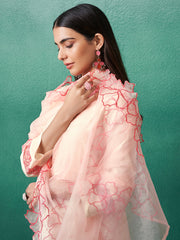 Off White Embroidered Straight Kurta Trousers With Dupatta Set