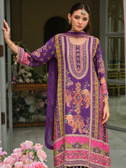 Purple Printed A-Line Kurta Palazzos With Dupatta Set