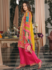 Multi Printed A-Line Kurta Palazzos With Dupatta Set