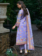 Purple Printed Straight Kurta Trousers With Dupatta Set
