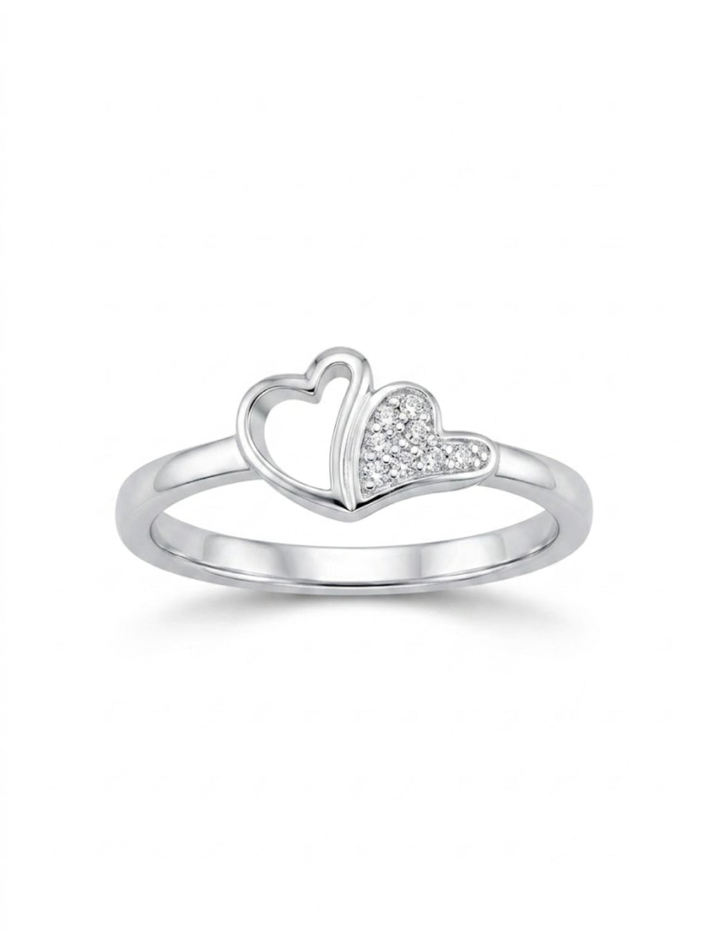 925 Silver Double Heart Love Ring for Women