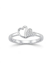 925 Silver Double Heart Love Ring for Women