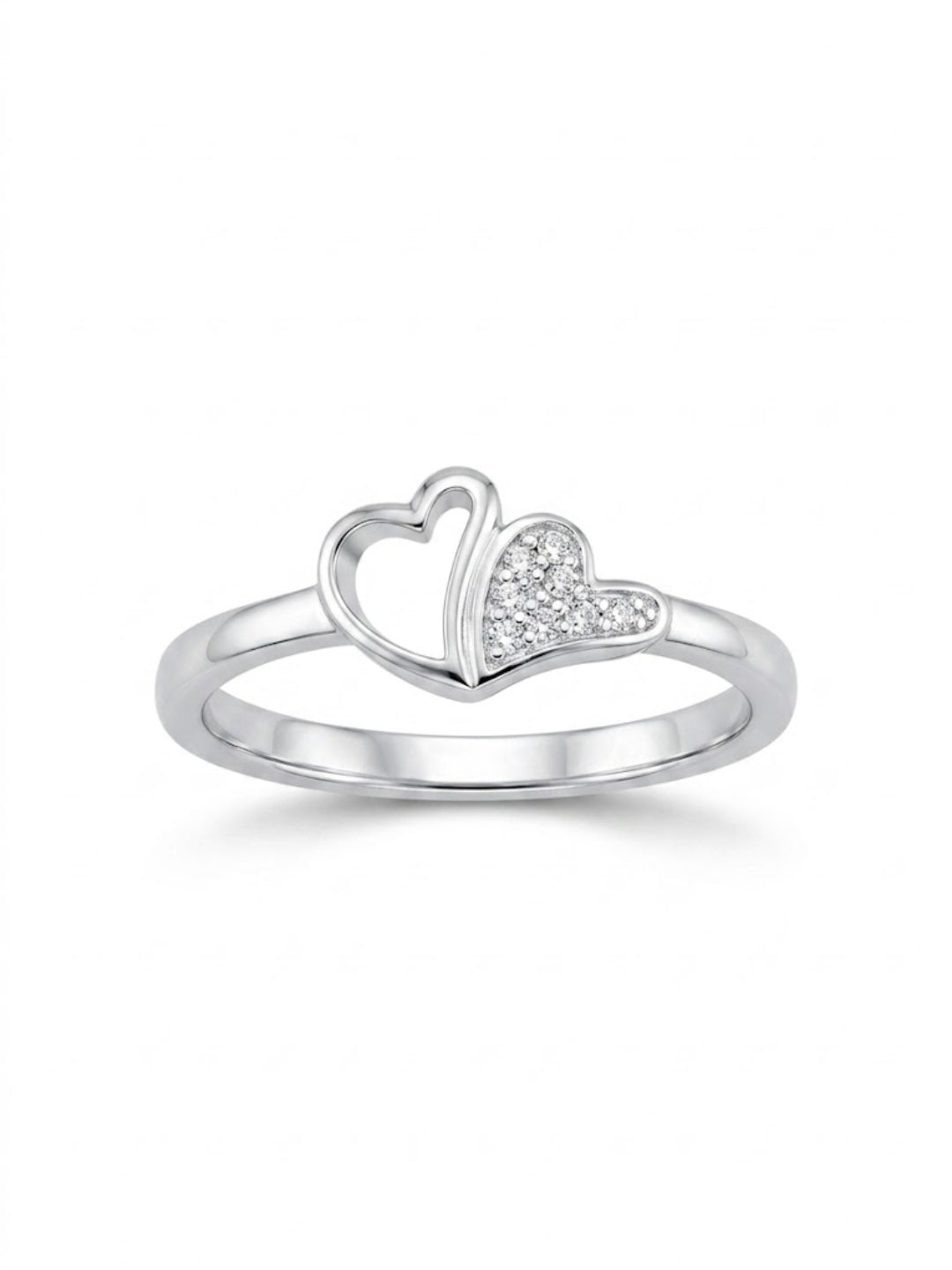925 Silver Double Heart Love Ring for Women
