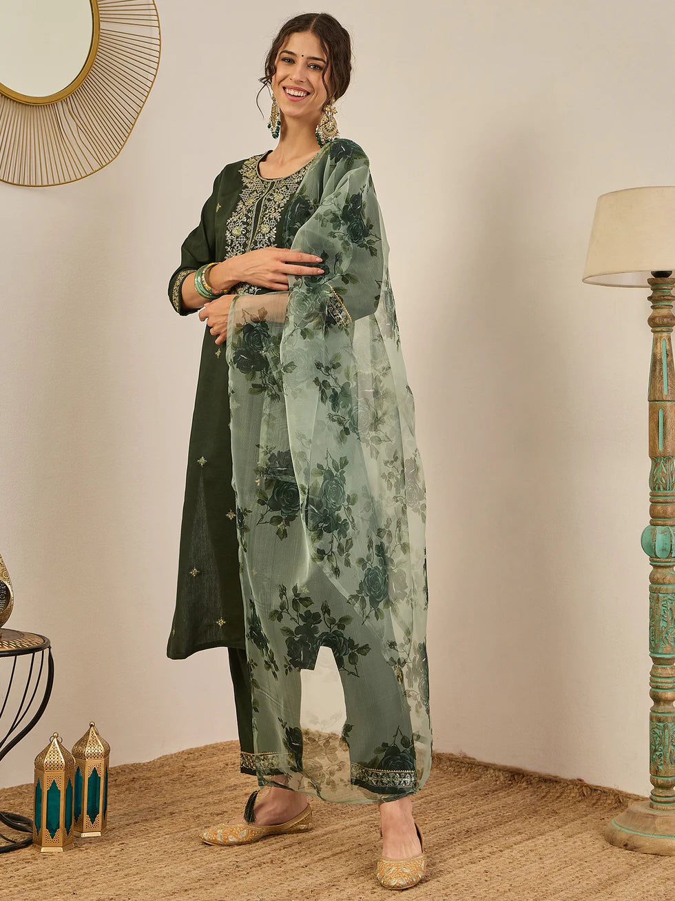 Olive Meher Embroidered Festive Set