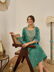 Sea Green Embroidered Suit Set