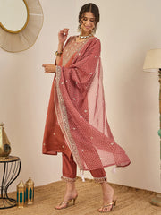 Rust Embroidered Suit Set