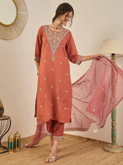 Rust Embroidered Suit Set
