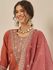 Rust Embroidered Suit Set