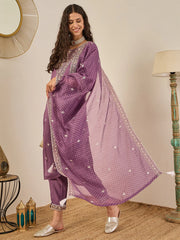 Lavender Embroidered Suit Set