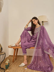 Lavender Embroidered Suit Set