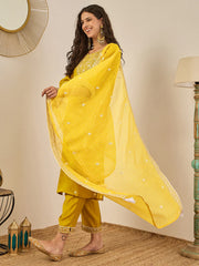 Mustard Embroidered Suit Set