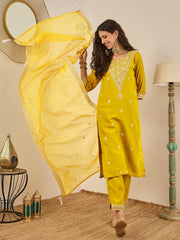 Mustard Embroidered Suit Set