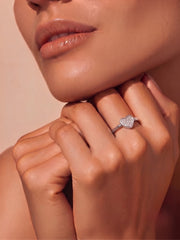 925 Silver Dainty Heart Sparkle Ring for Women