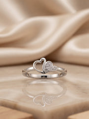 925 Silver Double Heart Love Ring for Women