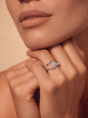 925 Silver Double Heart Love Ring for Women