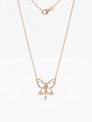 925 Sterling Silver Dainty Rose Gold Butterfly Fairy Pendant Necklace for Women