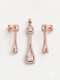 925 Sterling Silver Princess Halo Grace Pendant Set with Earrings