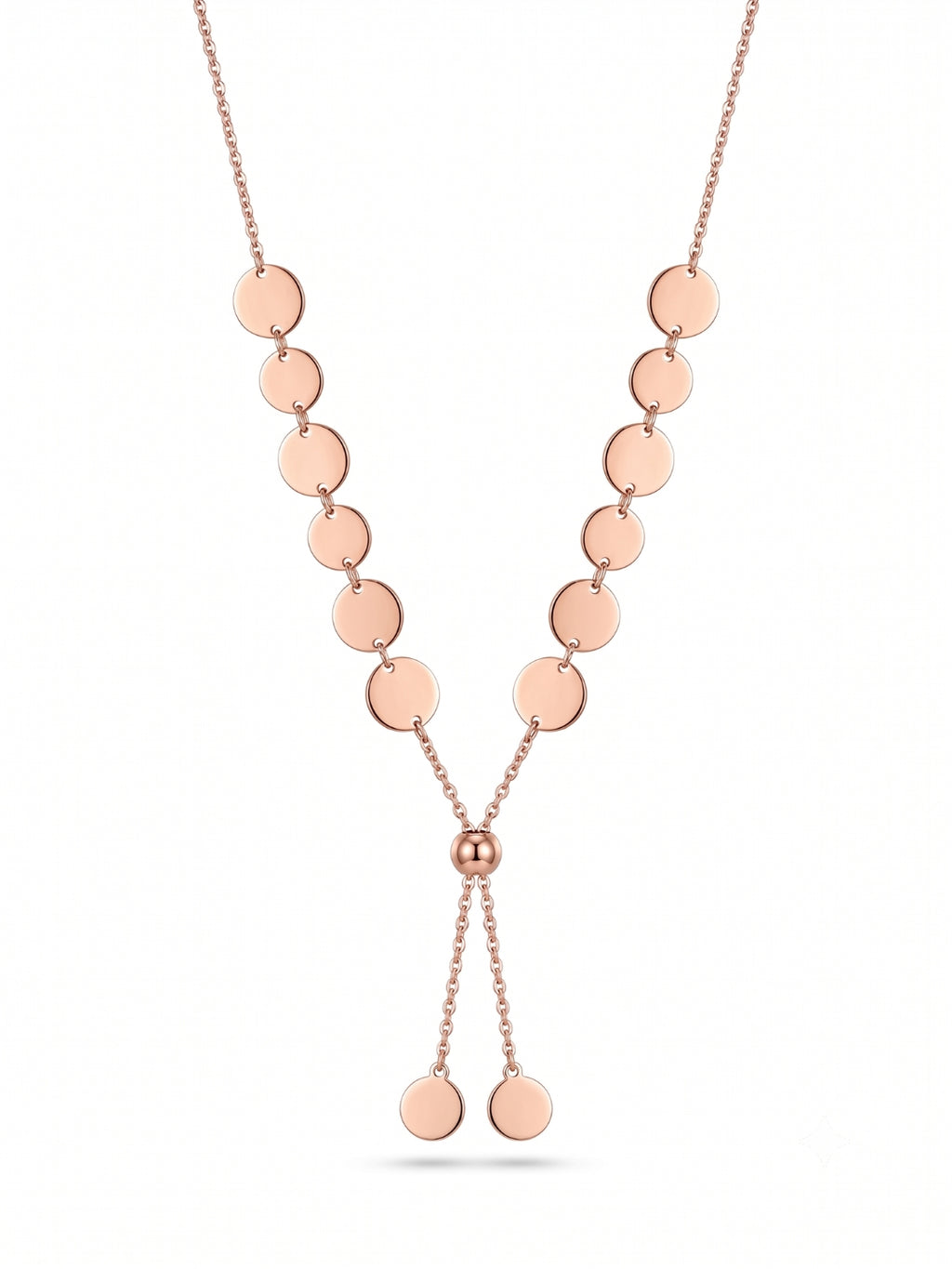 925 Sterling Silver Adjustable Disc Tassel Necklace for Women