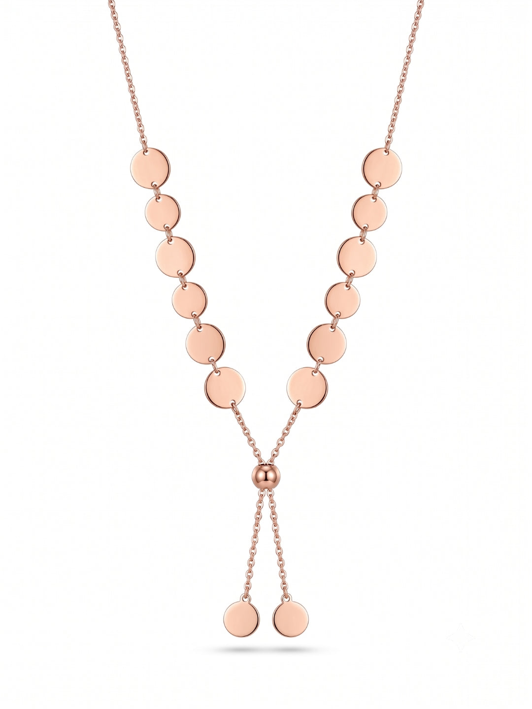 925 Sterling Silver Adjustable Disc Tassel Necklace for Women