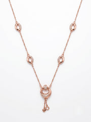 925 Sterling Silver Pavé Oval Link Tassel Necklace For Women
