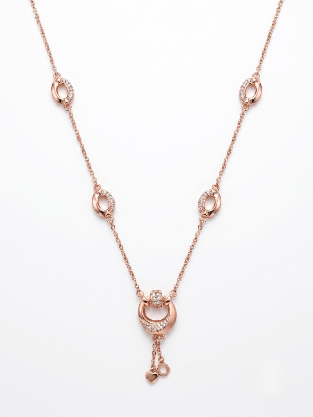 925 Sterling Silver Pavé Oval Link Tassel Necklace For Women