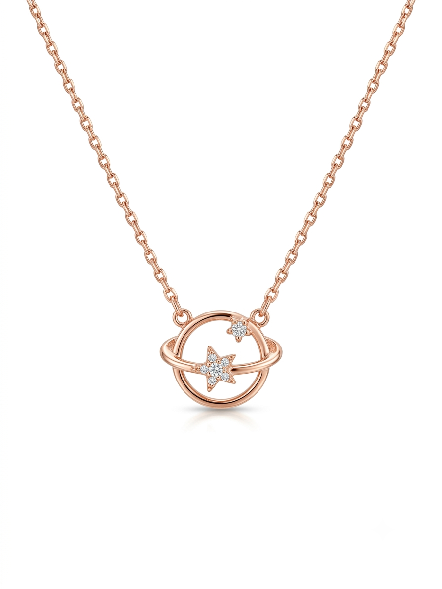 925 Sterling Silver Cosmic Orbit Star Necklace for Women