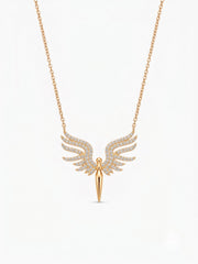 925 Sterling Silver Divine Guardian Wings Pendant Necklace for Women