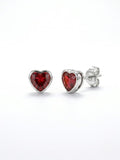 925 Silver Heart Ruby Stud Earrings for Women