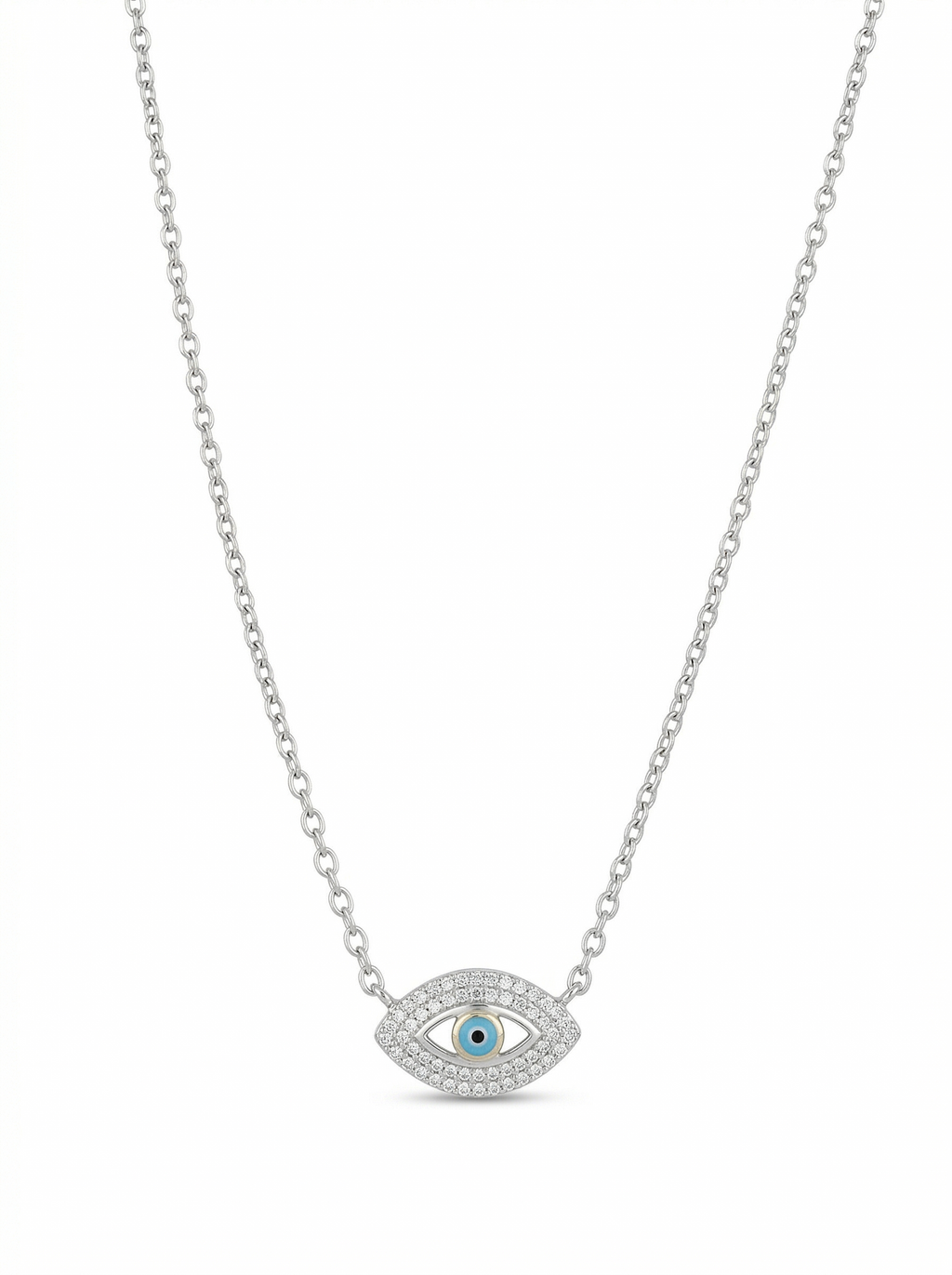 925 Sterling Silver Evil Eye CZ Pendant Necklace for Women