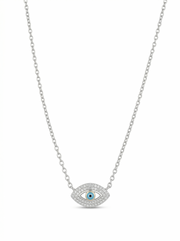 925 Sterling Silver Evil Eye CZ Pendant Necklace for Women