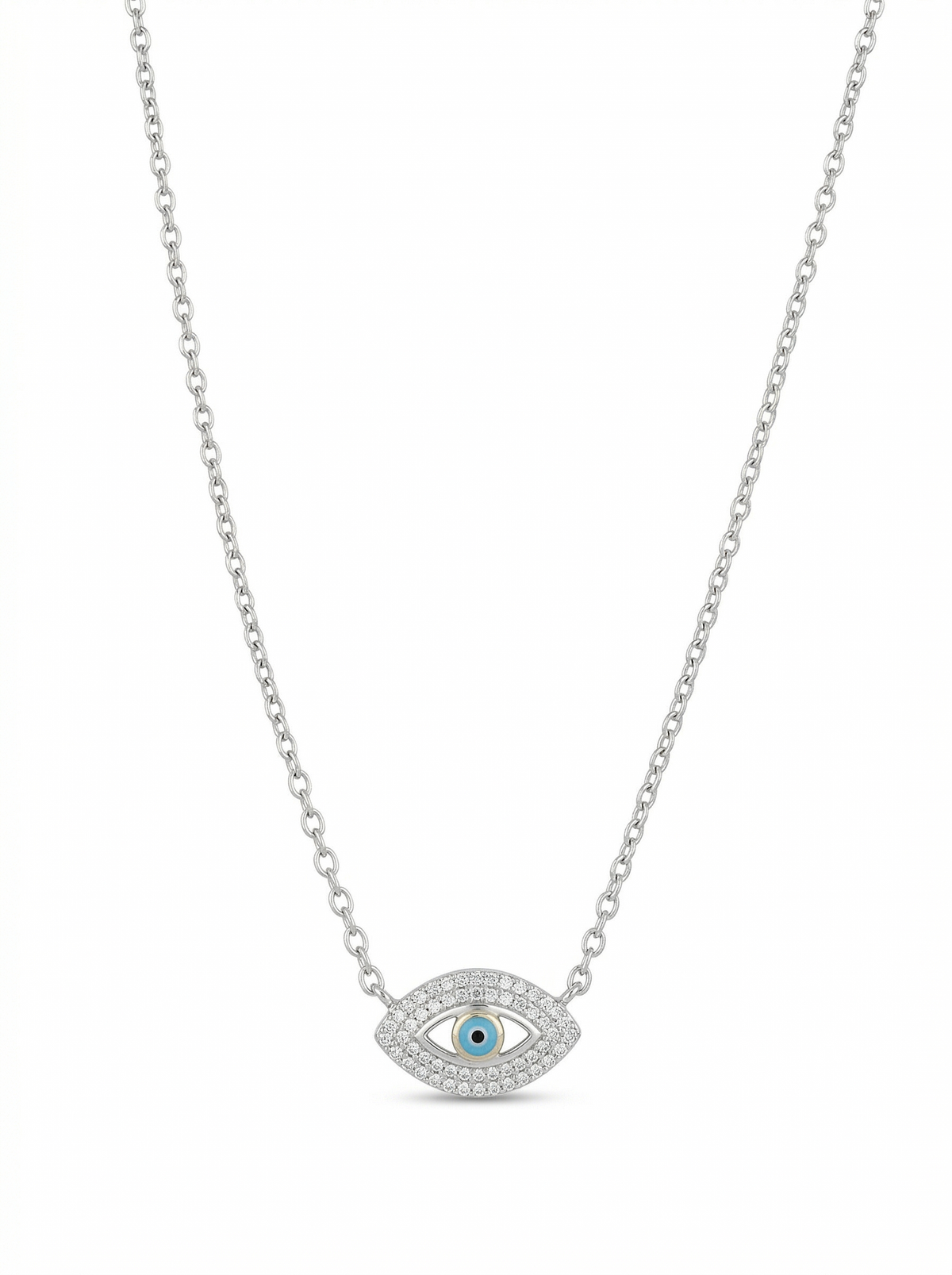 925 Sterling Silver Evil Eye CZ Pendant Necklace for Women